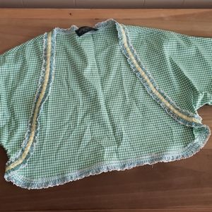 NWOTs Mode Merr Green and White Plaid Bolero with Trim Spring Plus Size …